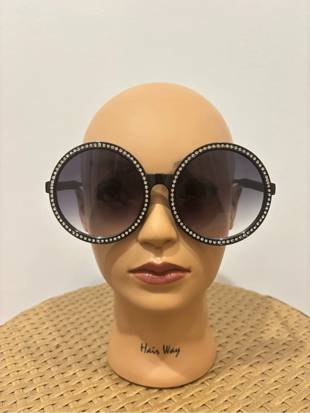 NY Sunglasses Black Round Rhinestone